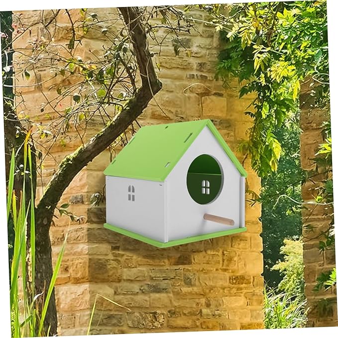 Pet Bird House for Parrots - Light Green Parrot Nest and Feeding House - Durable PVC Bird Feeder Cage for Garden Decor and Nesting