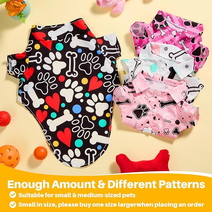Weewooday 4 Pieces Small Pet Summer T-Shirts Hawaii Style Floral Pet Dog Shirt Breathable Cool Clothes Beach Seaside Puppy Sweatshirt for Puppy(Bright Style,Xs)