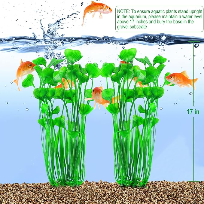 MyLifeUNIT Plastic Fish Tank Plants, 2 Pack Artificial Tall Aquarium Plants for Fish Tank Decor, 15.75 Inches (Green)