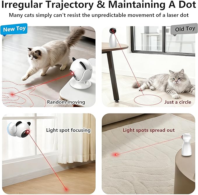 Wortade Automatic Cat Laser Toys for Indoor Cats, Laser Cat Toys for Bored Indoor Adult Cats, Interactive Cat Toy Rechargeable with Suction Cup, Place Anywhere