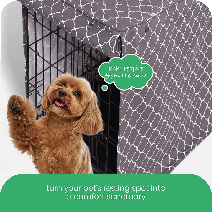 Molly Mutt Clark Gable Dog Crate Cover, 100% Cotton Canvas Cover with 2 Roll-Up Panels, Ideal for Dog or Cat Crate, Durable, Washable, and Free of Harmful Chemicals, 24" x 18" x 21"