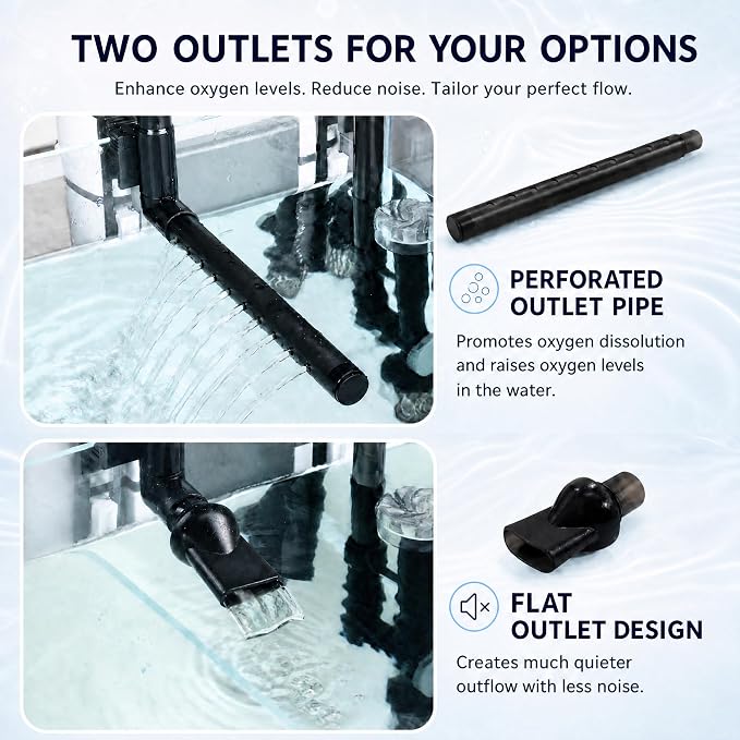 Aquarium Filter for 10-40 Gallon Fish Tank, Quiet Hang On Back Canister Filter with 3-Stage Filtration, Surface Skimmer External Filter for Freshwater Fish & Turtle Tanks
