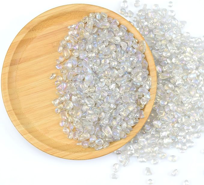 WAYBER 1 Lb Tumbled Sea Glass Pebbles Decorative Glass Stones, Hyun-White | Vivid Long-Lasting Hues, Lustrous Polished Finish, Non-Toxic Material, Ideal for DIY Crafts & Home Decorations
