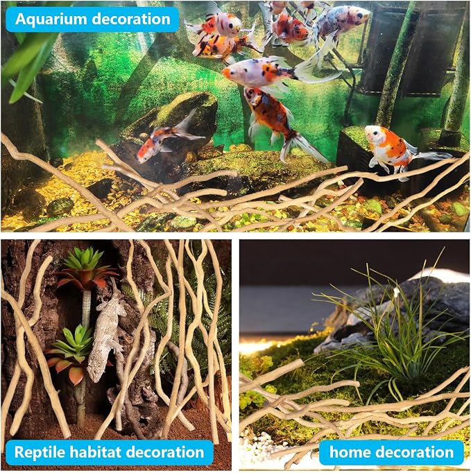 Hamiledyi Natural Driftwood for Aquarium Decor - Red Moor Wood 10"-15" Long Assorted Shapes (400g) Safe Branches for Fish Tank & Reptile Habitat - Natural Aquarium Wood Decorations (Medium Branches)