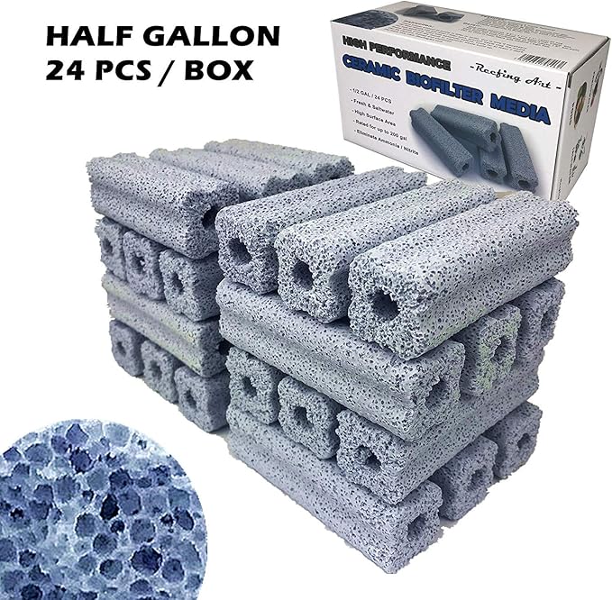 Ceramic Bio Filter Media Vast Surface Area for Aquarium Sump Canister (1 Box / 24 pcs)