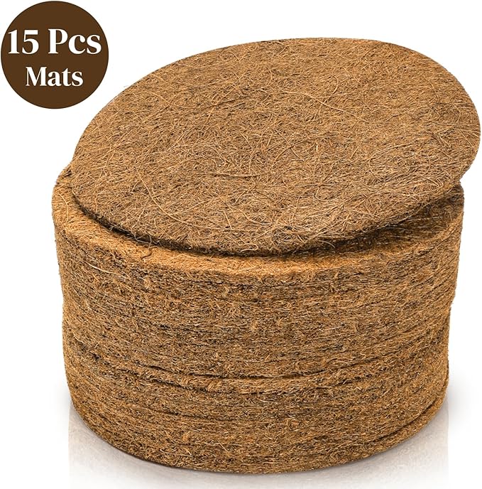 Eorbow 15 Packs Pigeon Nest Pads, Bird Breeding Mat for Chicken, Natural Coconut Fiber Bird Egg Mat, Nesting Bowl Box Pad for Parakeet Chicken, Pigeon Hatching Bedding Accessories