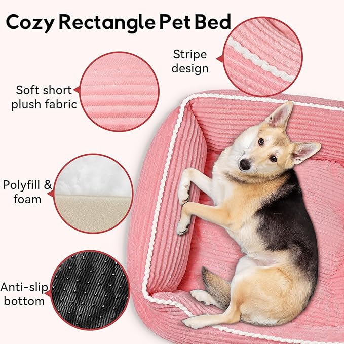 Zerbuger Orthopedic Dog Bed for Large Dogs,Dog Sofa Beds Supportive Foam Pet Couch Bed with Removable Washable Mat and Nonskid Bottom (Large, Pink)