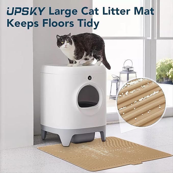 UPSKY Cat Litter Mat, Large Litter Box Mat Keep Floor Clean, 31" x 24" Kitty Litter Trapping Mat Soft on Kitty Paws, Waterproof and Washable Cat Mats for Litter Scatter Control
