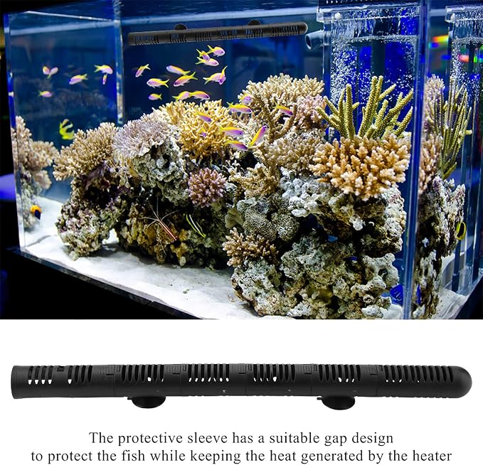 Garosa Aquarium Heater Guard, Plastic Fish Tank Heater Protector Sleeve with Suction Cups, Adjustable Heat Resistant Cover for Aquarium Heating Rod Accessories