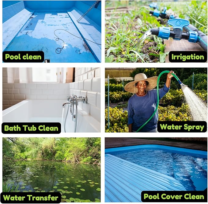 Submersible Sump Pump, 1/2 HP Sump Pump with 10ft Drain Hose Kit & 25ft Power Cord, Portable Submersible Water Pump for Pool Draining, Hot Tub, Basement Flood Removal, Garden Irrigation