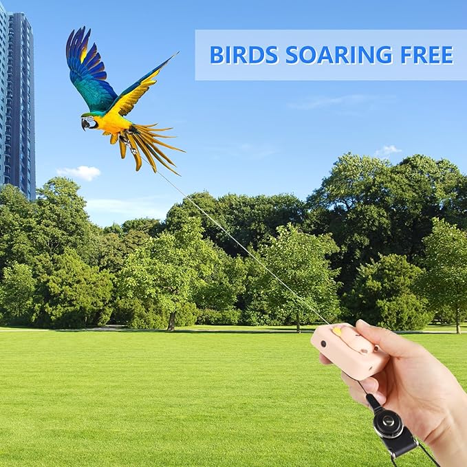 Bird Leash, Elyssnova 2024 New Bird Harness, Retractable Parrot Leash, Used for Bird Flight Training, 0-20 Feet Freely Adjustable, Suitable for Various Birds