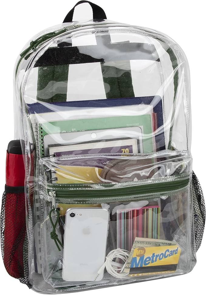 Trail maker Clear Backpack Heavy Duty with Padded Straps, Side Pockets for Kids, Boys, Girls, School, Stadium Approved Events
