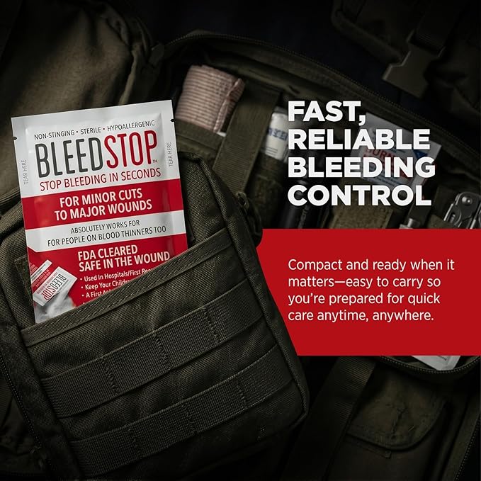 BleedStop First Aid Bleeding Control Powder – Rapid Blood Clotting for Serious Wounds & Nosebleeds, 150 g – Safe for Blood Thinner Patients