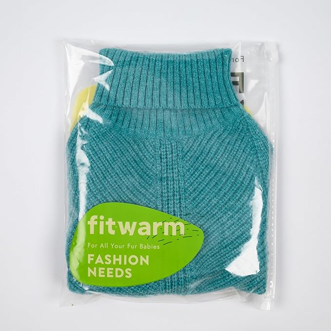 Fitwarm Knitted Dog Sweater - Thermal Winter Clothes for Small Dogs, Boy & Girl - Teal Blue, Small