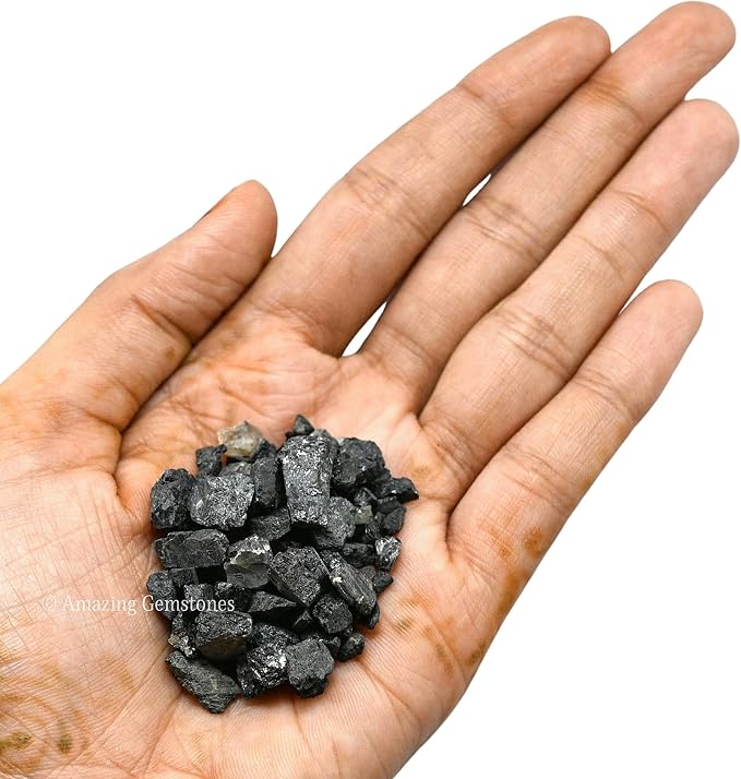 Amazing Gemstone Black Tourmaline Crystal Chips Aquarium Gravel Rocks - Carnelian Chips Bulk Fish Tank Gravel, Small Tumbled Stone Chips and Tiny Crystals for Decoration (1000+ Carat Chips)