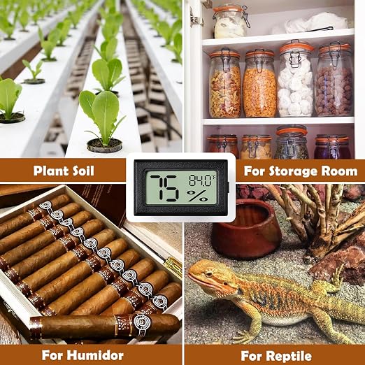 Reptile Thermometer and Humidity Gauge,2PCS Digital Hygrometer Adhesive Reptile Terrarium Hydrometer,Bearded Dragon Tank Accessories,Pet Humidity Meter Supplies for Leopard Crested Gecko,Snake,Lizard