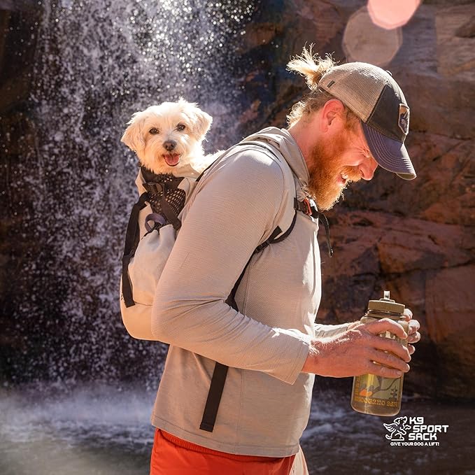 K9 Sport Sack Plus 2 - Large, Light Grey - Ideal for Dogs 20-22” Long - Adjustable, Backpack-Style Carrier with Multi-Functional Storage Pack, Thick Shoulder Straps & Padded Back Panel