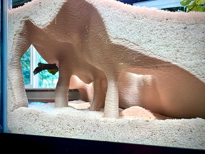 Aquarium & Terrarium Corner Underground Cave – Faux Mangrove Root Hideout for Betta, Corydoras, Shrimp, Geckos & Snakes – Natural-Look Tank Decor in Textured Root Style (Desert Tan, 7.5''x7.5''x4'')