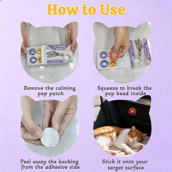 xcivi Pop Patch for Cat Calming Diffuser, Cat Anxiety Relief Stress Reduction, Cat Calming Pheromones Help Anxiety, Enhanced Calming, Cat Calming Patches for Travel, Car & Home Use
