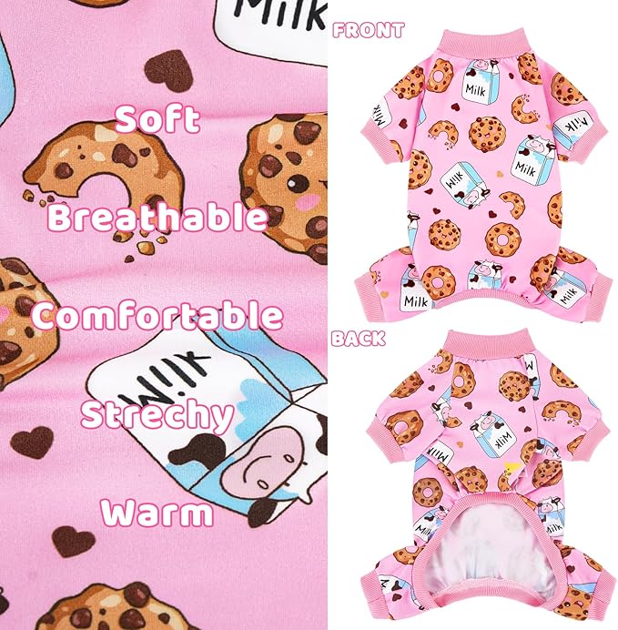 XPUDAC 4 Pieces Dog Pajamas Soft Strechy Puppy Onesies Pet Clothes for Medium Large Dogs Boy Girl Cat Pet Outfit, 153-3XL