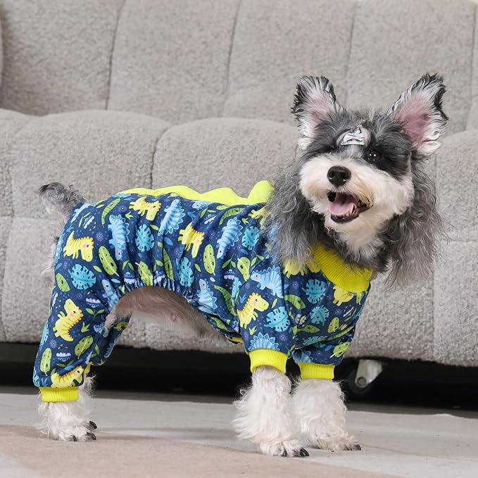 CuteBone Dinosaur Costume Dog Pajamas, Stretchy Spandex Crystal Velvet Sleepwear Coat for Small Dogs, Soft & Warm Pet Outfit Clothes for Cold Weather, Cozy Pullover Design COSP10XL
