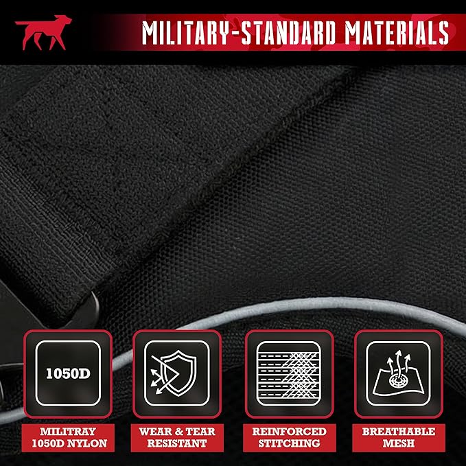 Tuff Pupper Elite Tactical Dog Harness | Dual Control Handles | Front & Back D-Rings | Fully Adjustable | Military Cobra Buckles | Heavy Duty Nylon Vest | Reflective MOLLE Dog Harness for Medium Dogs