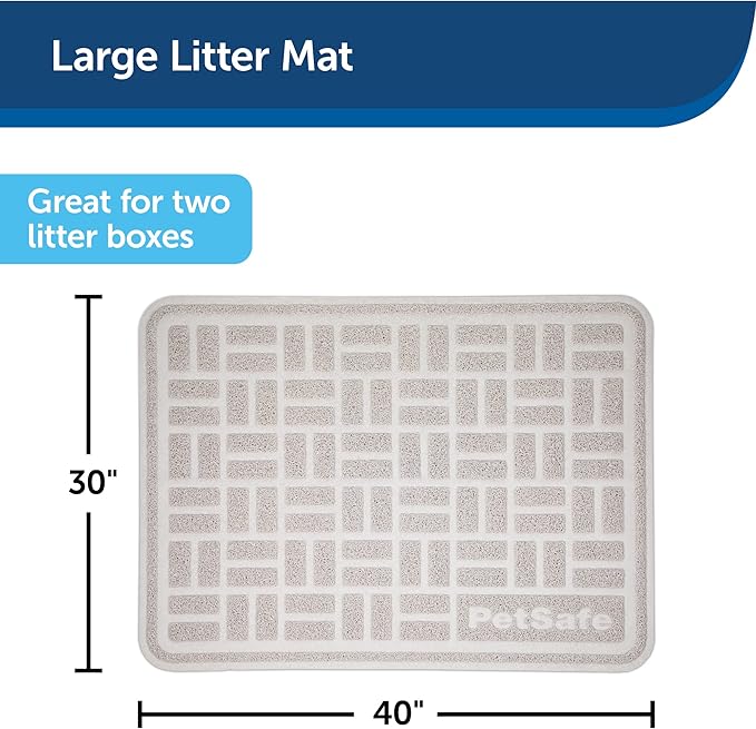 PetSafe Anti-Tracking Litter Mat - Traps Crystal and Clay Clumping Cat Litter - Durable Mesh Material - Easy to Clean Mat - Compatible with All Cat Litter Boxes - Large Size