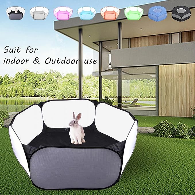 Small Animals Playpen, Portable Pop-up Open Interactive Pet Tent, Indoor Outdoor Fence for Rabbits, Guinea Pig, Hamster, Chinchillas, Kittens, Puppies