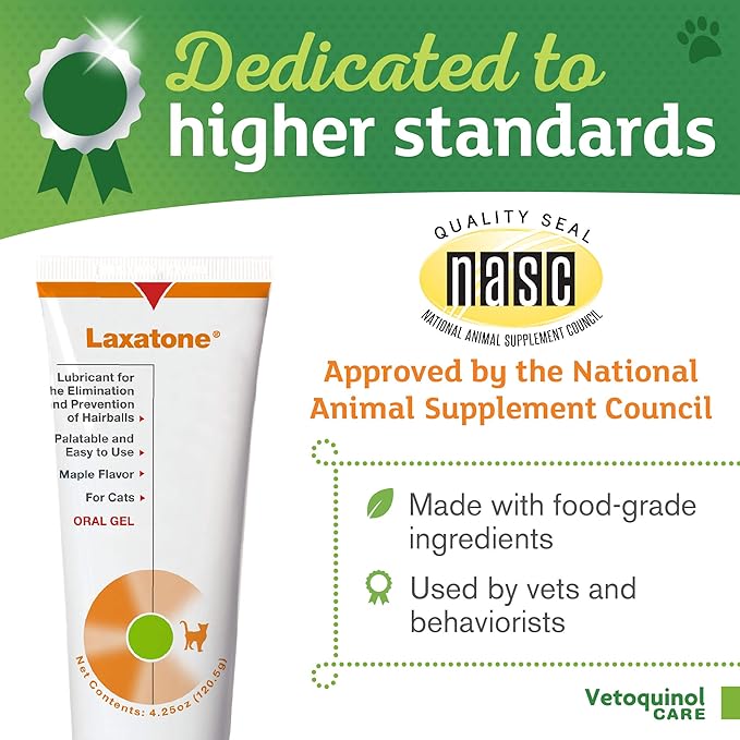 Vetoquinol Laxatone - Hairball Gel for Cats - Gentle Oral Lubricant for Everyday Use - Maple-Flavored Hairball Remedy - Easy-to-Use Pet Care Essentials - Pack of 3-4.25