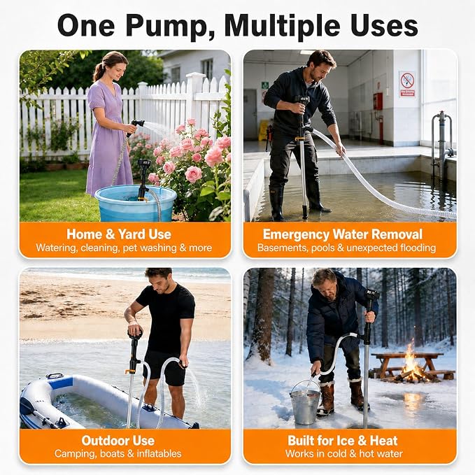 Cordless Stick Water Transfer Pump 770 GPH with 2x4.0Ah Batteries | 32FT Lift, 11.5FT Hose, 8-Mode Nozzle, Portable Submersible Utility Pump for Pool Hot Tub Basement Rain Barrel