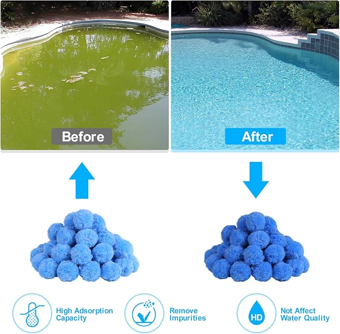Askyli 2.9 lbs Pool Filter Balls for Sand Filter, Reusable Pool Sand Filter Balls, Efficient Pool Filter Sand, Suitable for All Sand Filter System (Equals 100lbs Pool Filter Sand) - Light Blue