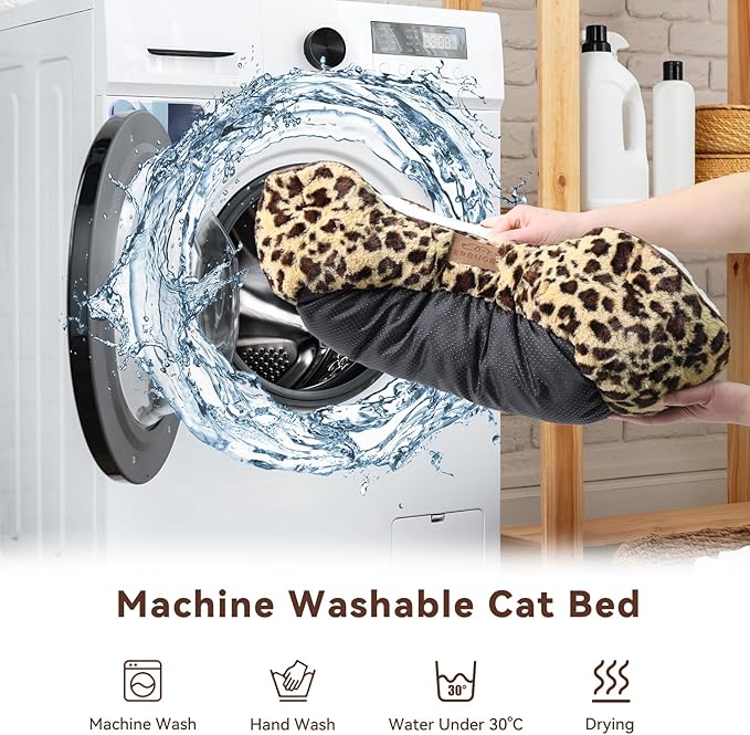 Zerbuger Rectangle Cat Dog Bed for Large Medium Small Pets Indoor Outdoor Machine Washable Sleeping Sofa Non-Slip Bottom Soft Puppy Bed Durable Orthopedic Calming Pet Cuddler (Small, Leopard)