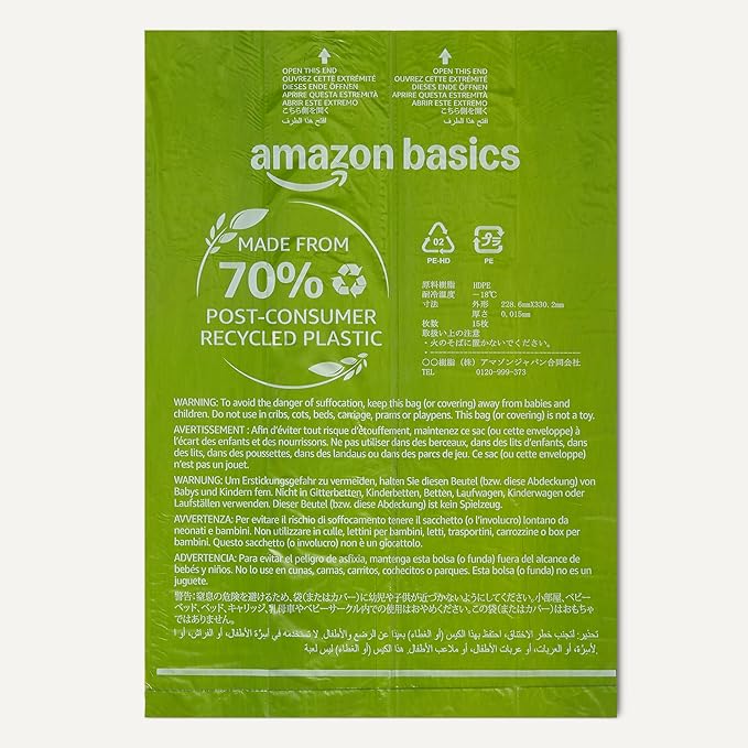 Amazon Basics Dog Waste Bags, 70% Recycled Material, Leak-Proof with Generous Length, 600 Pack