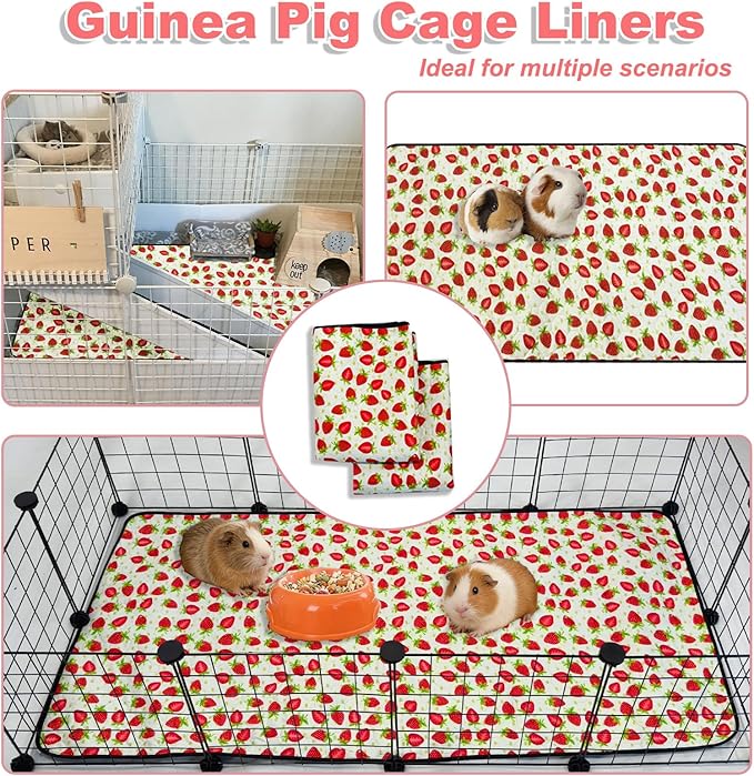 2 Pack Guinea Pig Cage Liners, Waterproof Reusable Guinea Pig Cage Liners,Waterproof Super Absorbent Pee Pads for Small Animals,36x72 inch 2pack