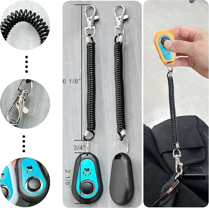 Pet Dog Trainging Clicker with Wrist Band/Clickers for Cat, Horse, Birds or Other Animals (Black + White)