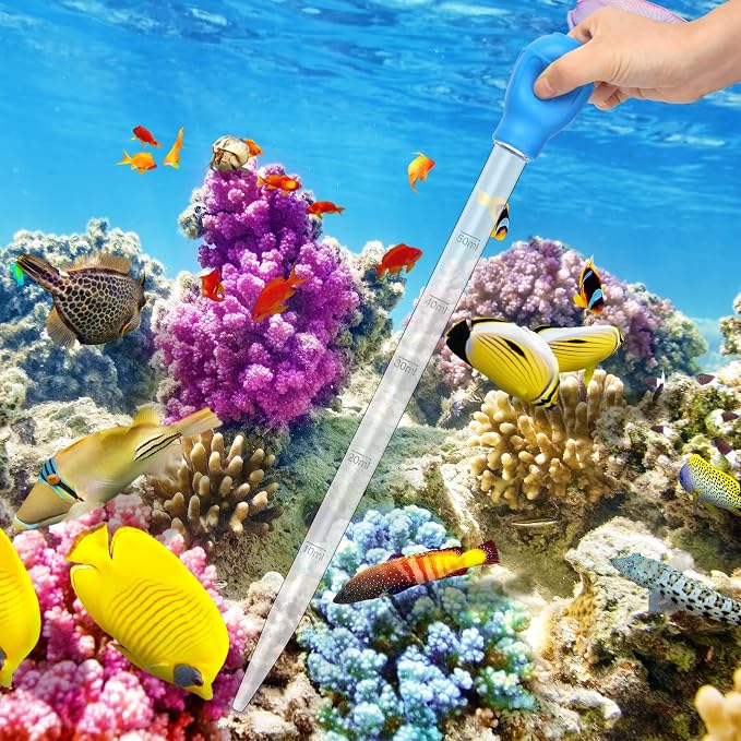 5In1 Aquarium Coral Feeder Kit, Droppers, Straight/Curved Tweezers, Silver | Coral Feeder Kit 60ml And 30ml Droppers, Extender Pipe, Straight And Curved Tweezers, For Reef Feeding And Aquarium Cleaning
