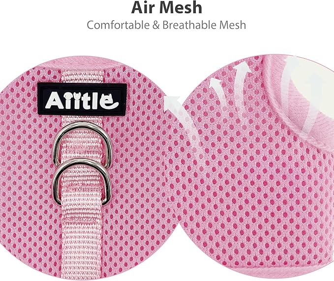 AIITLE Breathable Bunny Harness and Leash Set, Adjustable Straps & Magic Tape Design, Comfort Fit Vest for Puppies, Cats, Squirrels, Rats, Bunnies, Ferrets, Outdoor Walking, Pink S