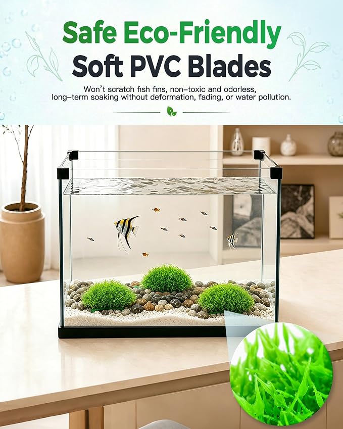 Moonorange 3pcs Dense Artificial Aquarium Plants Weighted Bushy Fake Water Grass Ornament Non-Toxic Soft PVC Fish Tank Decor for Betta Shrimp Turtle Tank Reptile Terrarium Landscape