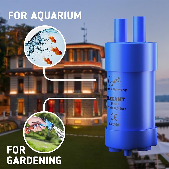 12V Submersible Water Pump (2GPM / 16ft.) | Works with Microswitch 12V Faucets | 12 Volt Small Water Transfer Pump For RV, Jerry Can, Camping, Pond, Boat | German Made