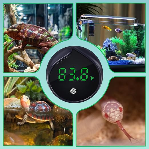 Removable Aquarium Water Thermometer with Touch Screen Digital Fish Tank Thermometer LED Display ±1℉/0.5℃, Fish Tank Accessories for Betta, Axolotl, Shrimp, Turtle, Reptile and Aquatic (Dark Blue)