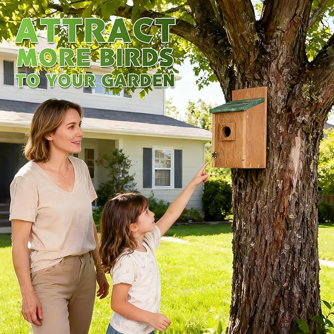 Gtongoko Recycled Plastic Bird Houses for Outside Clearance 1-1/2" Entrance Hole Blue Birdhouses for Outdoors with Air Vents Green & Brown Nesting Box for Bluebird Swallows Finches Chickadee 1 Pack