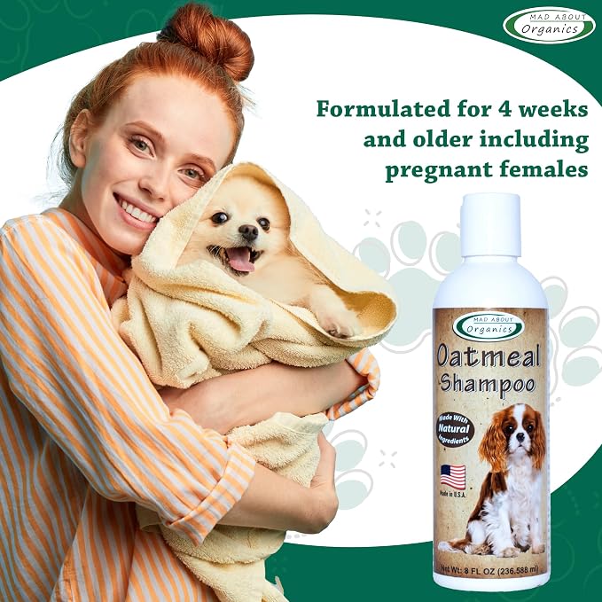 Oatmeal Dog Shampoo for Itchy Skin - Gentle, pH-Balanced Cleanser with Calming Vanilla & Lavender - Ideal for Dry, Flaky & Sensitive Coats - Mild Formula for Comfort (8 Ounce)