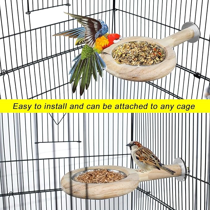 ASOCEA Adjustable Bird Harness and Leash, 2 Pack Bird Food Stainless Steel Cups for Yellow Naped Amazons Galah Cockatoos Small to Medium Breed Parrots Fits Birds Chest