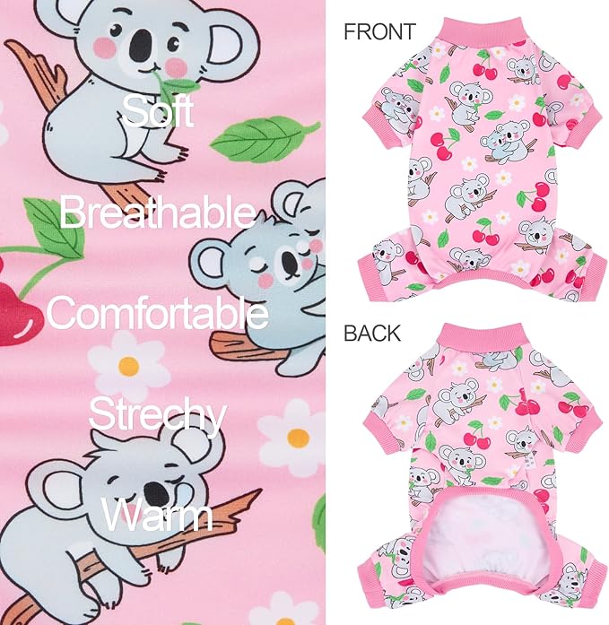 XPUDAC 4 Pieces Dog Pajamas for Small Medium Sized Dogs Stretchable Dog Pjs Soft Puppy Clothes Boy Girl Cats Pet Outfits, X-Small
