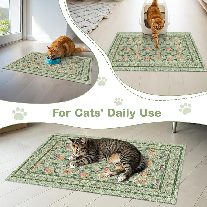 Unicorn Catcher 40x30 inches Cat Litter Mat Non-Slip Bottom Litter Box Mat Urine-Proof Soft Litter Mat for Cats Waterproof Pads Protects Floors Cat Mat for Litter Box