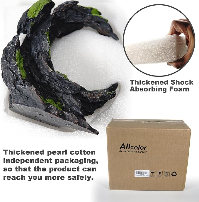 Allcolor Aquarium Rock Decor, Moon Valley Aquascape for 10+ Gallon Tanks | A moon-shaped rock arch creates an open centerpiece with room for fish to pass through.