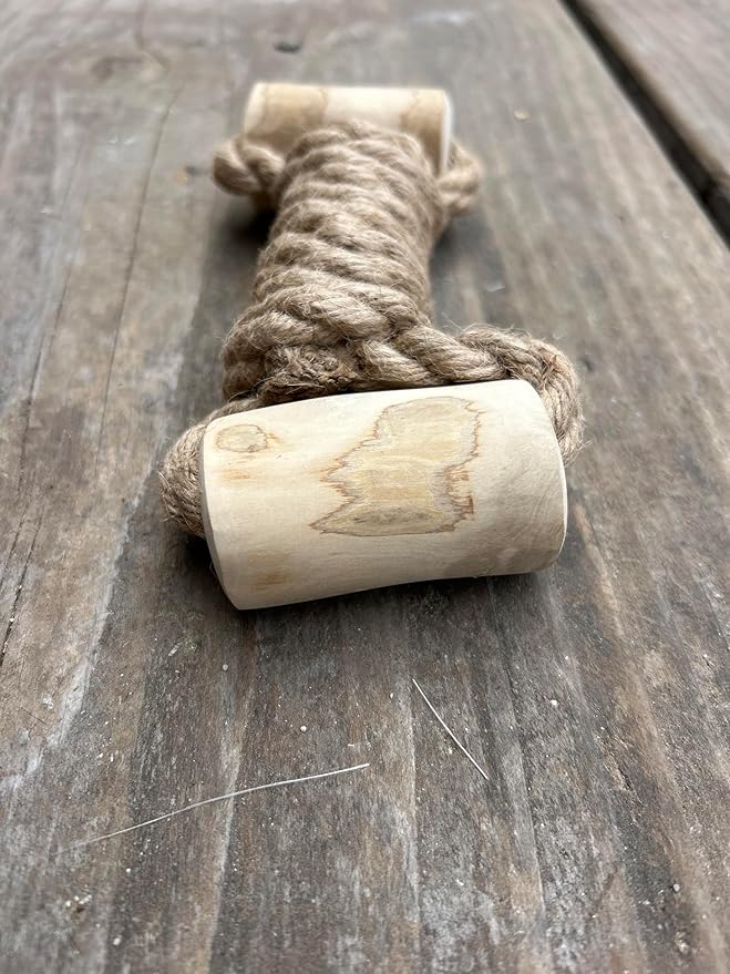 Coffee Wood Dog Toy - Eco-Friendly Durable Hemp Rope for Chewing & Tugging, Non-Toxic Natural Wood Dog Toy for Indoor & Outdoor Play, Medium Dogs, Pack of 1