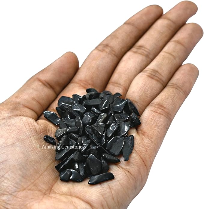 Amazing Gemstone Black Agate Crystal Chips Aquarium Gravel Rocks - Black Agate Chips Bulk Fish Tank Gravel, Small Tumbled Stone Chips and Tiny Crystals for Decoration (Natural AAA Grade Gemstones)