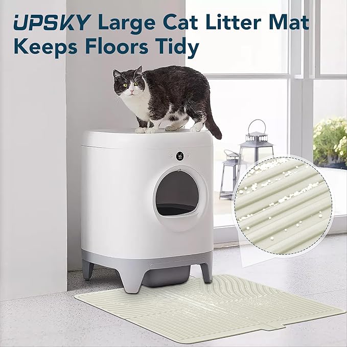 UPSKY Cat Litter Mat, Large Kitty Litter Trapping Mat Soft on Kitty Paws, Litter Box Mat Keep Floor Clean, 31" x 24" Waterproof and Washable Trapping Mats Catcher Pad for Scatter Control