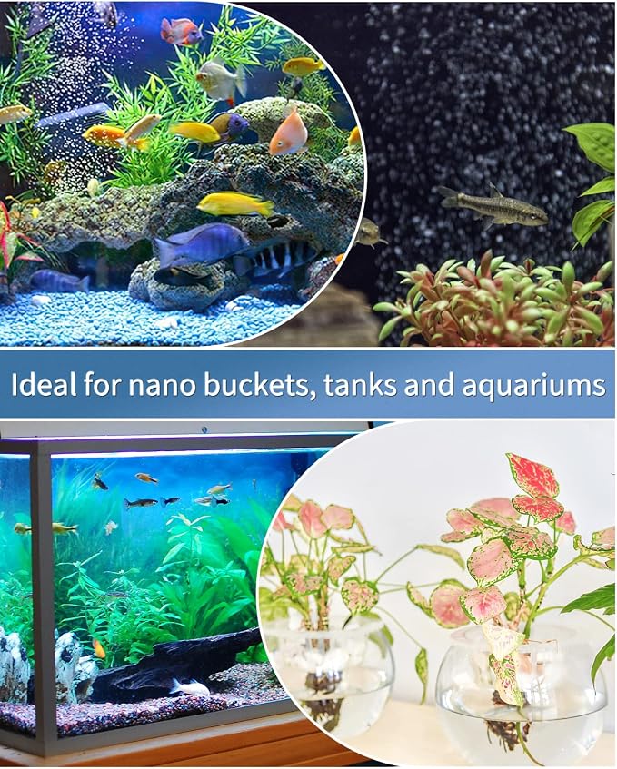 Pawfly Aquarium Air Stone Disc Tiny Micro Bubble Diffuser Release Tool Kit with Suction Cup Air Control Valve and Check Valve Accessories for Nano Air Pumps Small Buckets and Fish Tanks